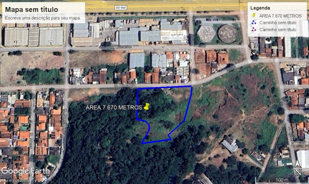 Área com 7.670 m à venda à 100 metros da GO 060
